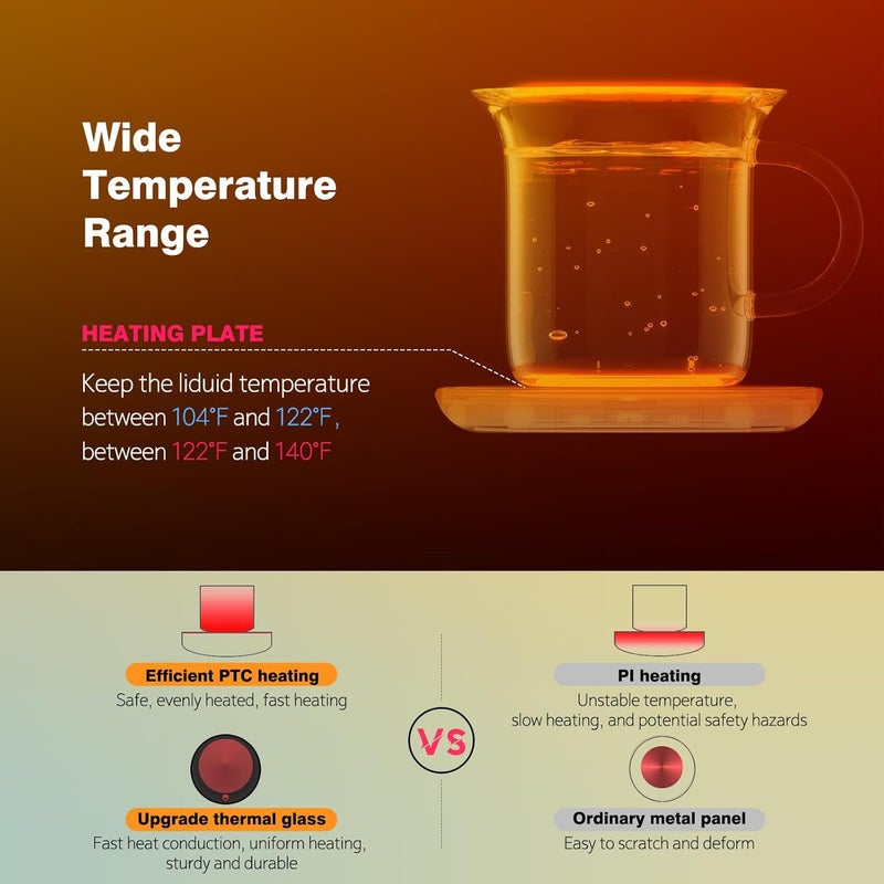 Lesipee Mug Warmer, Coffee Cup Warmer for Desk with Auto Shut Off, Candle Warmer, Electric Beverage Warmer Plate for Tea, Cocoa & Coffee, 2 Temperature Settings, for Dad Office Home - Image 4